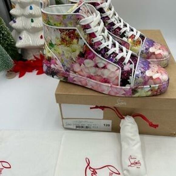 Christian Louboutin Orlato high top multicolor floral sneakers size 43.5 - Picture 11 of 14